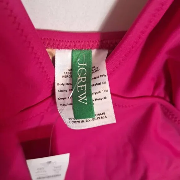 J. Crew Ruched V-Neck One‎ Piece Swimsuit Size 6 Pink BC116 Full Coverage Bottom - Picture 9 of 13